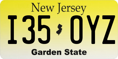 NJ license plate I35OYZ