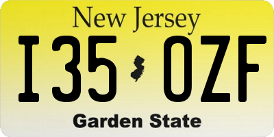 NJ license plate I35OZF