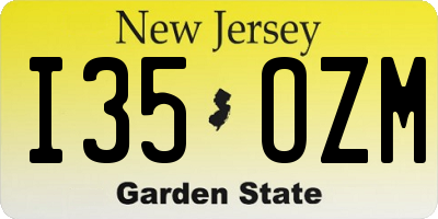 NJ license plate I35OZM