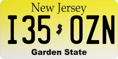 NJ license plate I35OZN