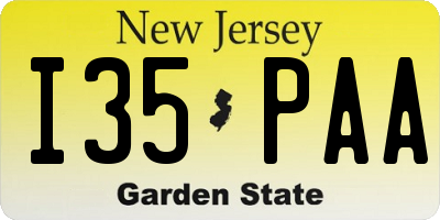 NJ license plate I35PAA