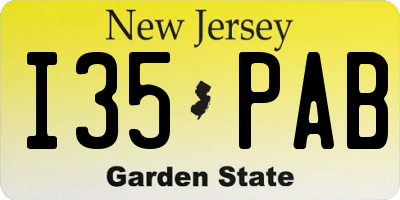 NJ license plate I35PAB