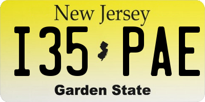 NJ license plate I35PAE
