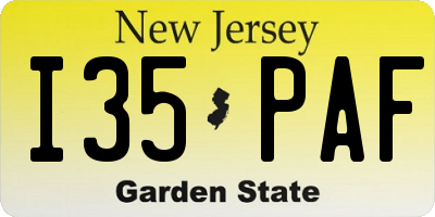 NJ license plate I35PAF