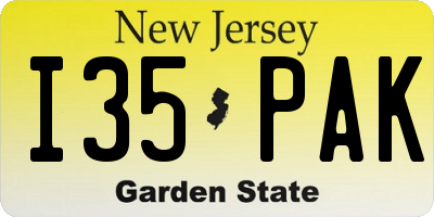 NJ license plate I35PAK