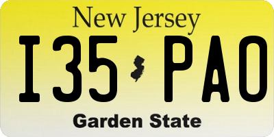 NJ license plate I35PAO
