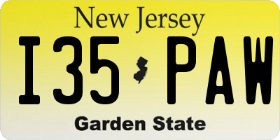 NJ license plate I35PAW