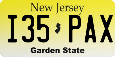 NJ license plate I35PAX