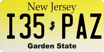 NJ license plate I35PAZ