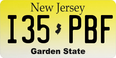 NJ license plate I35PBF
