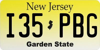 NJ license plate I35PBG