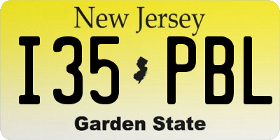NJ license plate I35PBL