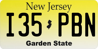 NJ license plate I35PBN