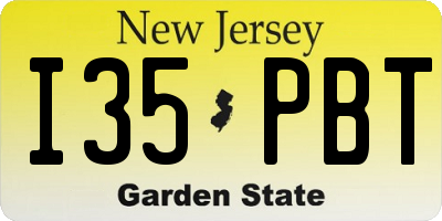 NJ license plate I35PBT