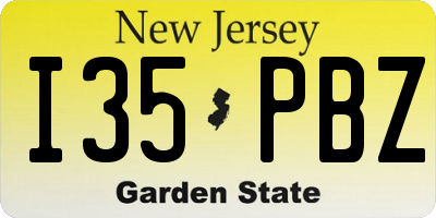 NJ license plate I35PBZ