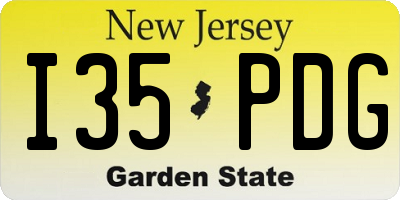 NJ license plate I35PDG
