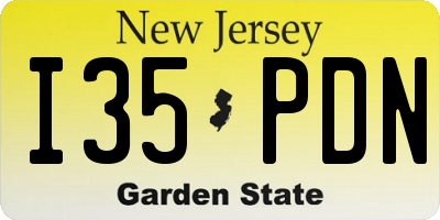 NJ license plate I35PDN
