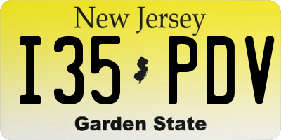 NJ license plate I35PDV