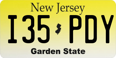 NJ license plate I35PDY