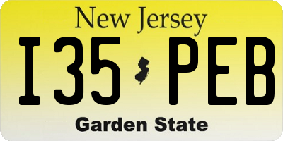 NJ license plate I35PEB