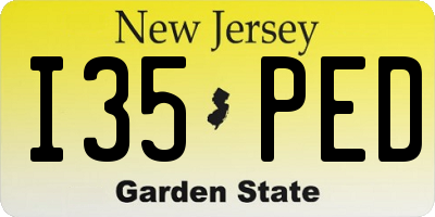 NJ license plate I35PED