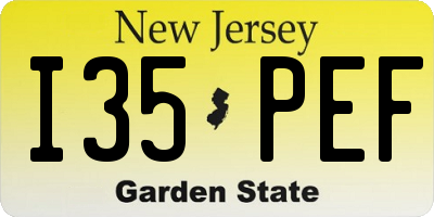 NJ license plate I35PEF