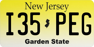 NJ license plate I35PEG