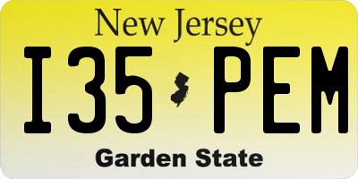 NJ license plate I35PEM