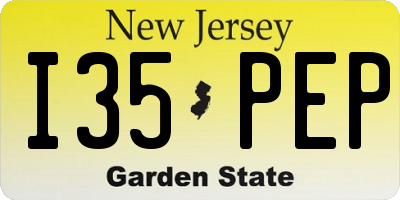 NJ license plate I35PEP