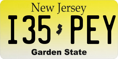 NJ license plate I35PEY