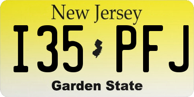 NJ license plate I35PFJ