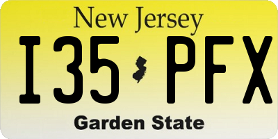 NJ license plate I35PFX