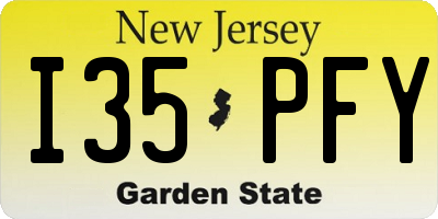 NJ license plate I35PFY