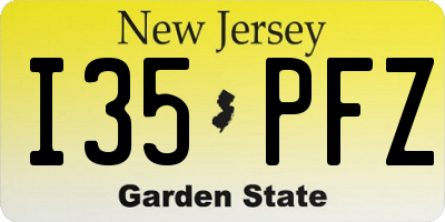 NJ license plate I35PFZ