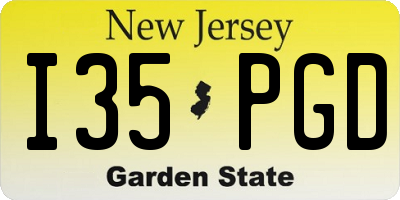 NJ license plate I35PGD