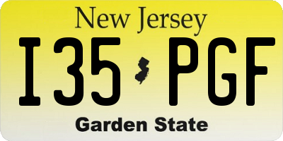 NJ license plate I35PGF