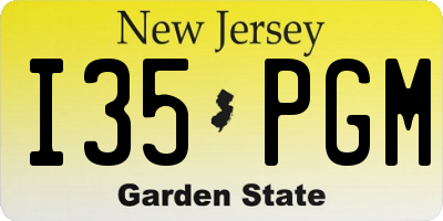 NJ license plate I35PGM