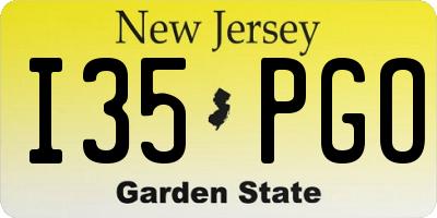 NJ license plate I35PGO