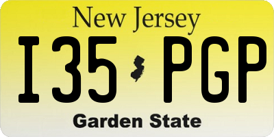 NJ license plate I35PGP