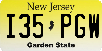 NJ license plate I35PGW