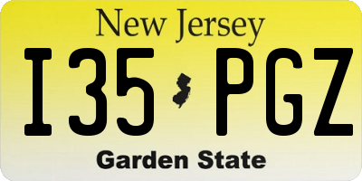 NJ license plate I35PGZ