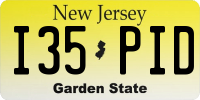 NJ license plate I35PID