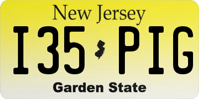 NJ license plate I35PIG