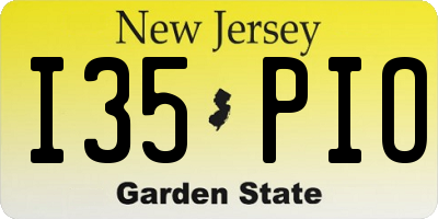 NJ license plate I35PIO