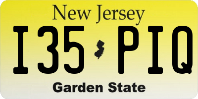 NJ license plate I35PIQ