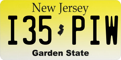 NJ license plate I35PIW