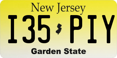 NJ license plate I35PIY
