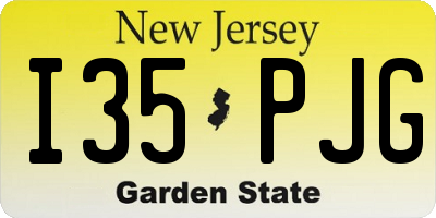 NJ license plate I35PJG