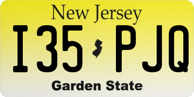 NJ license plate I35PJQ