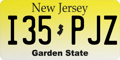 NJ license plate I35PJZ